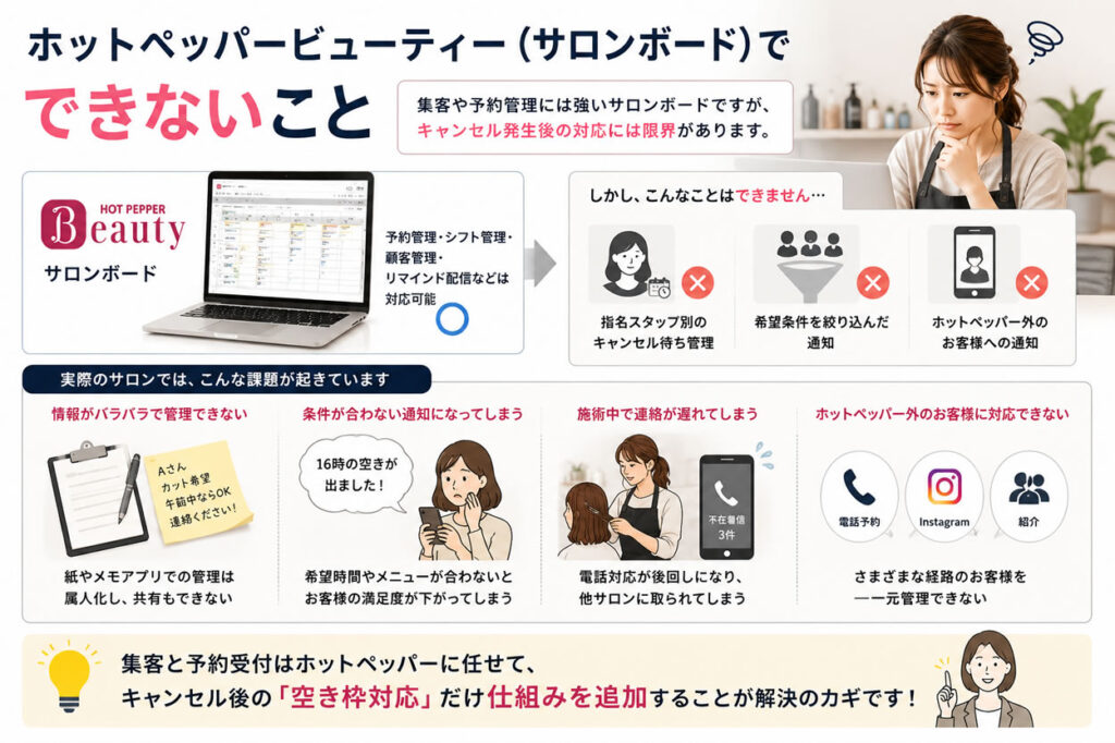 ホットペッパービューティー（サロンボード）でできないこと